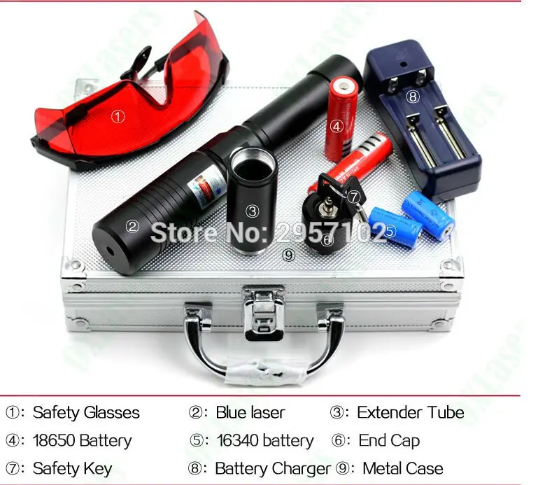 

AAA High power military 500w 500000m 450nm Blue laser pointer 303 Flashlight light Burning match candle lit cigarette wicked