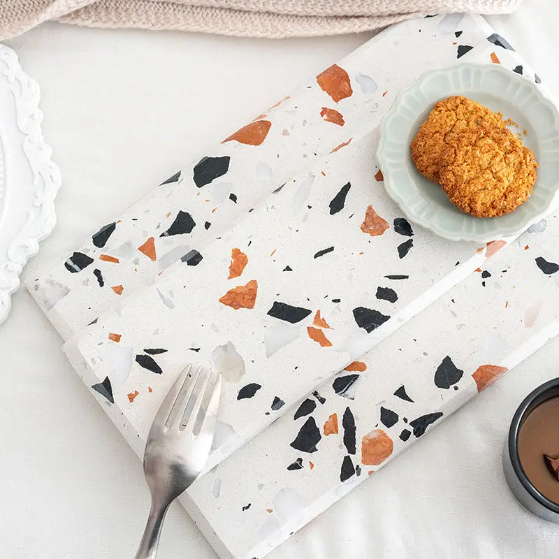 

Terrazzo Dinner Plate Scandinavian Style Coffee Trays Creative Dessert Plates Fruit Dishes Household Products Home Decorations