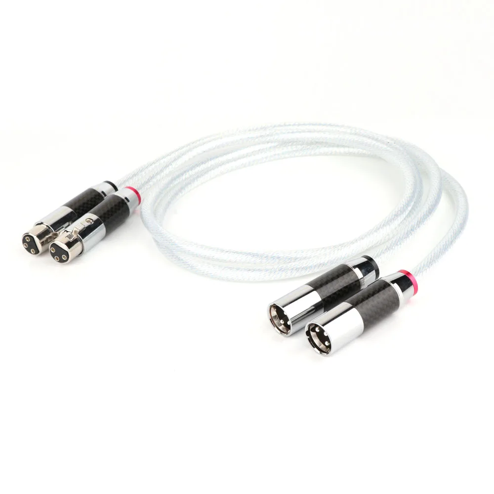 Pair 5N OFC Silver Plated XLR Analogue Cable with Rhodium plated Carbon fiber plug HIFI Audio | Электроника