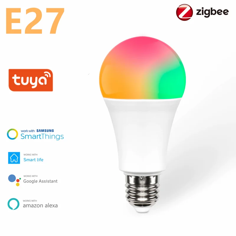 

Светодиодная лампа Tuya Zigbee 3.0 E27, AC100-240V, 9 Вт