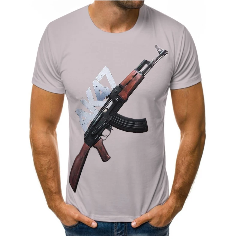 

AK47 Rifle Submachine Gun Pistol 3DT Shirt New Print Men's T-shirt Summer Breathable Graphic T-shirt Fashion Oversized T-shirt