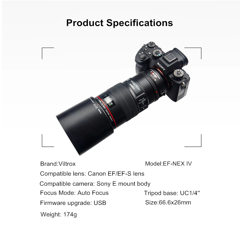 Адаптер Viltrox EF-NEX IV с автофокусом для объектива Canon EOS EF EF-S для sony E NEX Full Frame A9 AII7 A7RII A7SII A6500 A6300