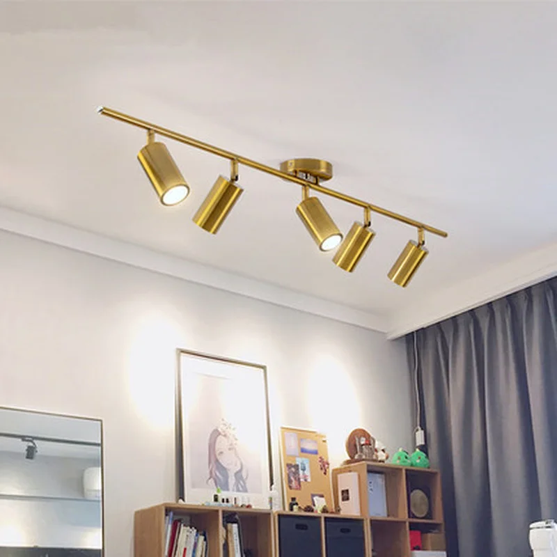 Люстра Светодиодная потолочная золотистая современный поворотный светильник с