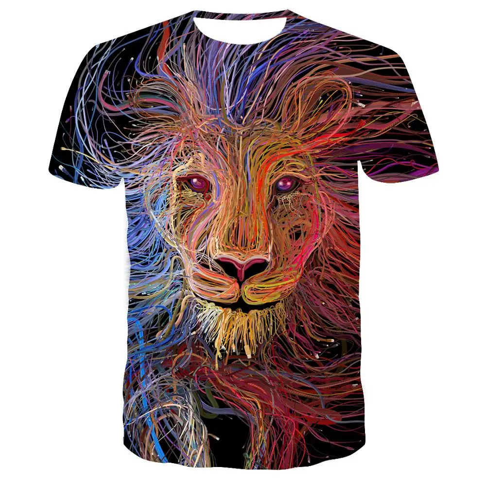 

Lion tiger men's T-shirt 3D printed Harajuku tops funny animal graphics T-shirt casual round neck shirt fashion streetwear