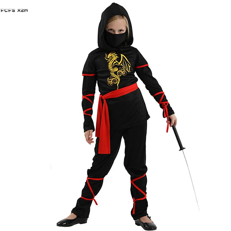 Одежда унисекс для мальчиков и девочек ниндзя маскарада в стиле детские костюмы