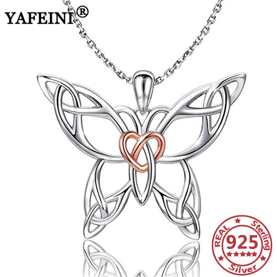 

YAFEINI 925 Sterling Silver Butterfly Knot Pendant Necklaces 925 Silver Chains Graduation Gift Mother's Day Gift Women Necklaces