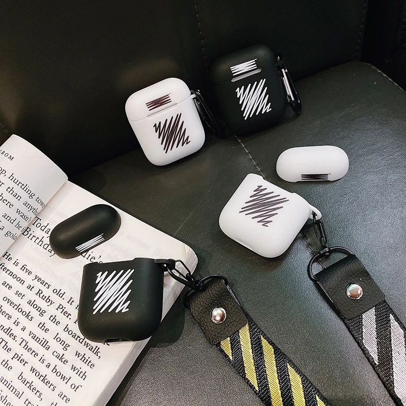 Новый мягкий силиконовый чехол с масляным рисунком для apple Airpods 1 2 в полоску ECG 2019SS