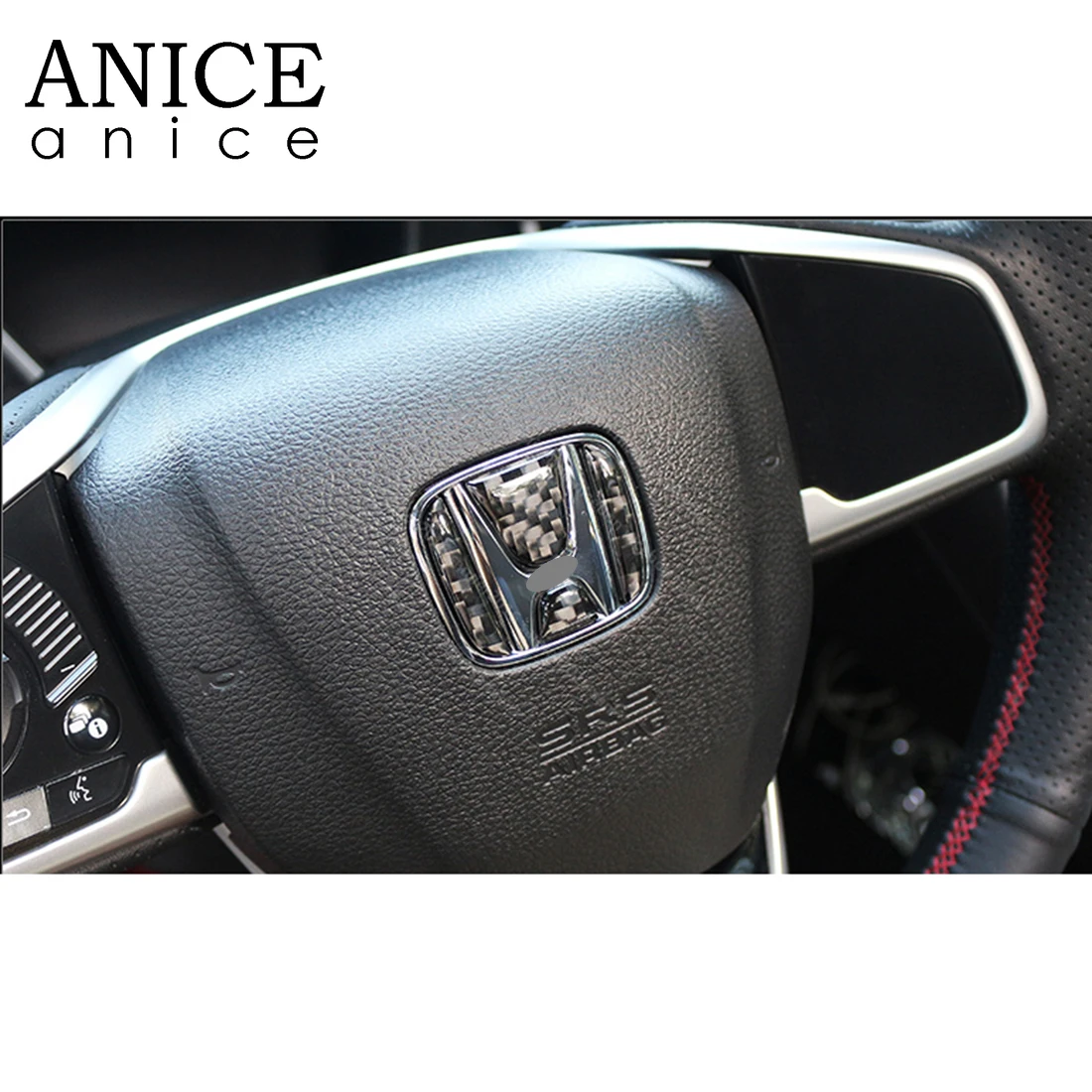 

Carbon Fiber Interior Steering Wheel Cover Trim Fit for Honda Civic 2016-2019