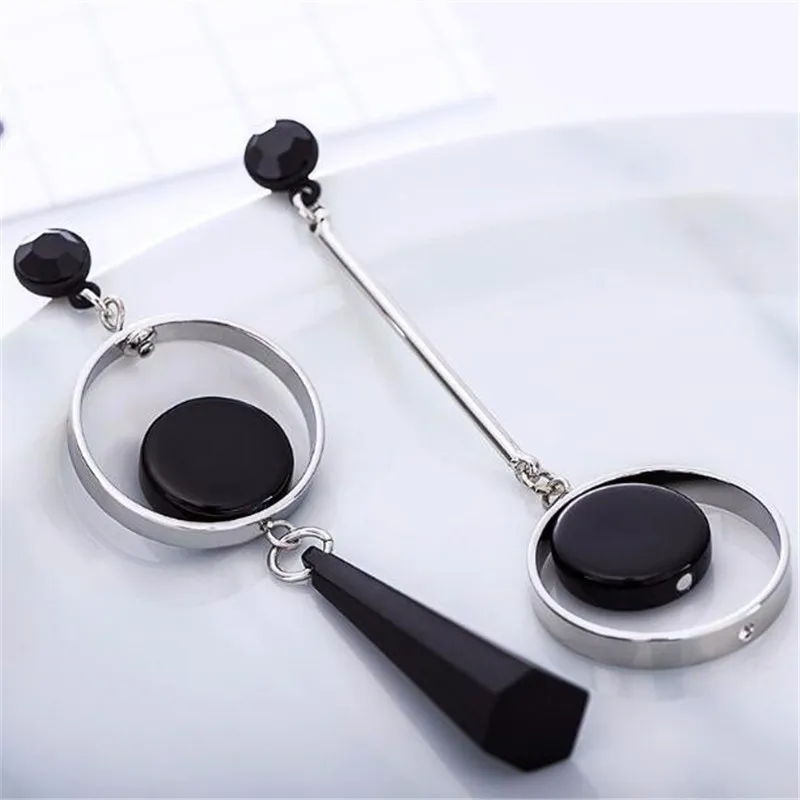 Корейские длинные деревянные круглые Висячие серьги для женщин модные