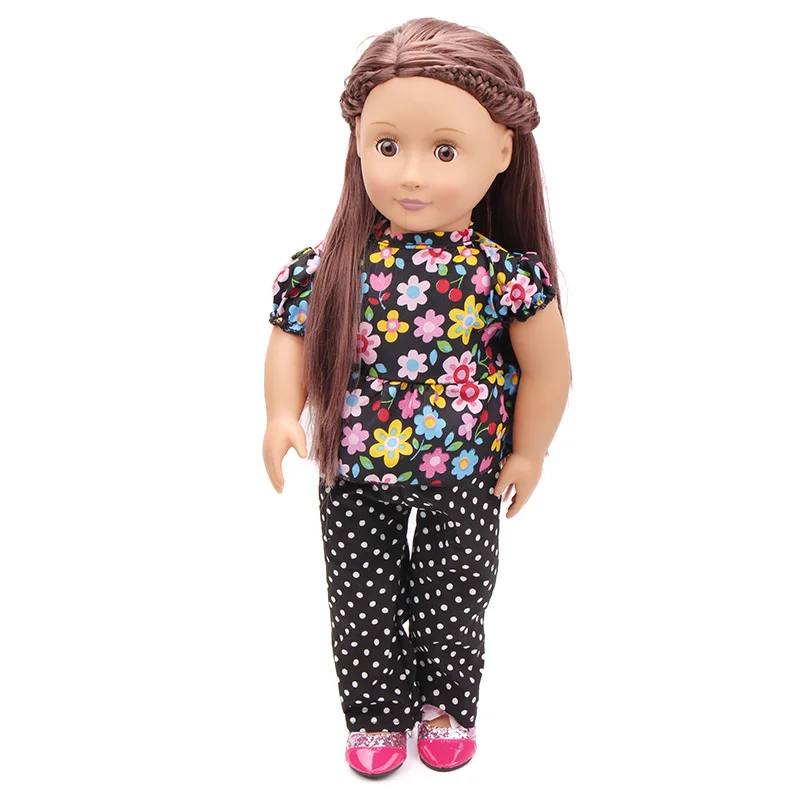 

Костюм с коротким рукавом черный с принтом подходит для младенцев 43 см, 42 см Nenuco, аксессуары для кукол 18 дюймов