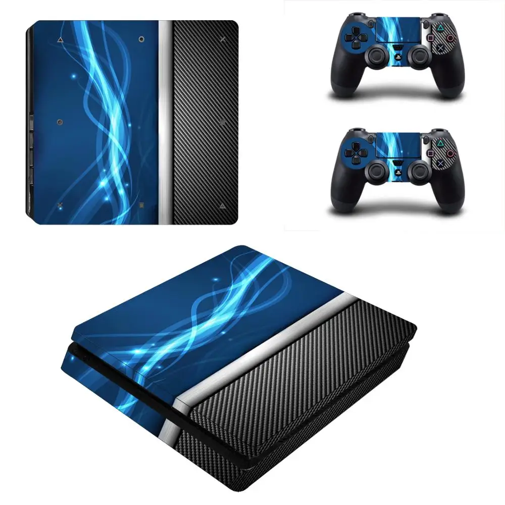 Синий, белый, серебристый металл PS4 тонкий стикер кожи для sony playstation 4 консоль и контроллеры PS4 тонкий стикер кожи наклейка