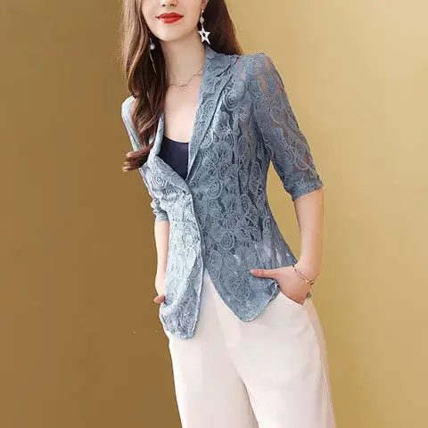 

New Fashion Summer Business Interview Suits Women Work Office Ladies Half Sleeve Casual Blazer