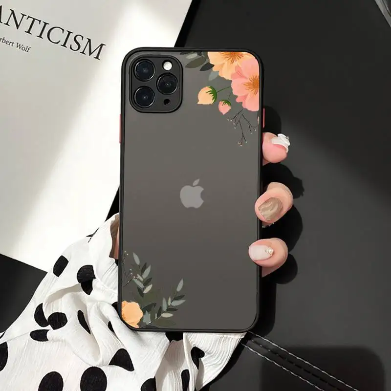 

Flower retro style art design high quality Phone Cases matte transparent For iphone 7 8 11 12 plus mini x xs xr pro max cover