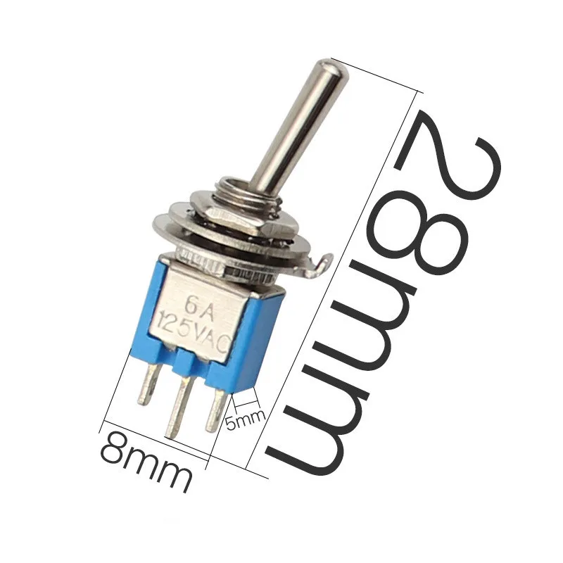 

SMTS-102 Light Blue Sub-Miniature Toggle Switch ON-ON SPDT 3-Pins 3A 125VAC 1.5A Amps 250VAC DL