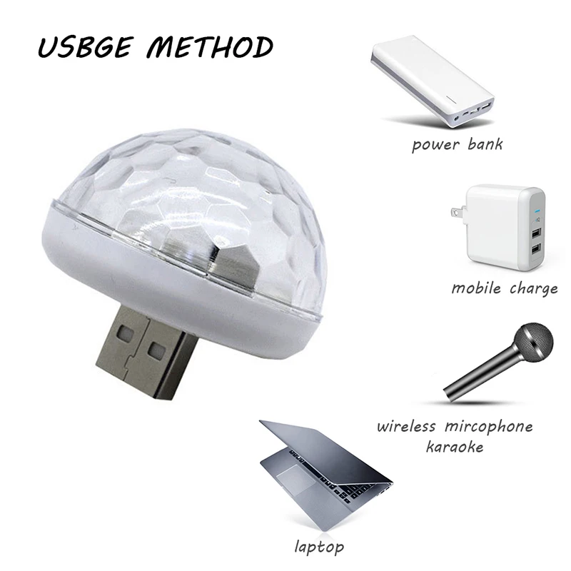Автомобильная лампа с USB-разъемом разноцветный DJ RGB мини-светильник музыкой