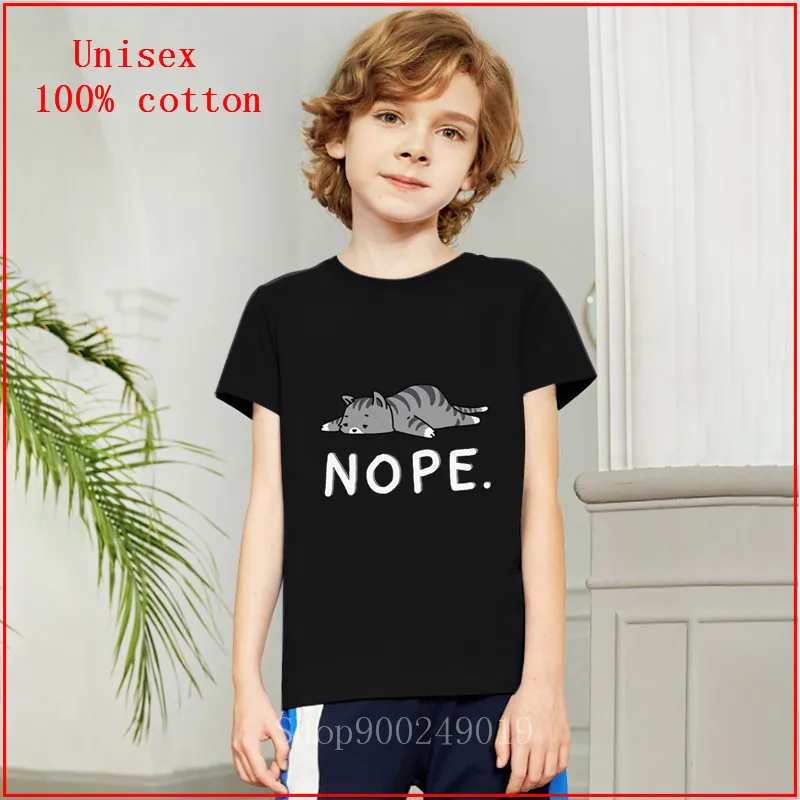 Nope Not Today/белая рубашка с рисунком кота Детская Хлопковая футболка короткими