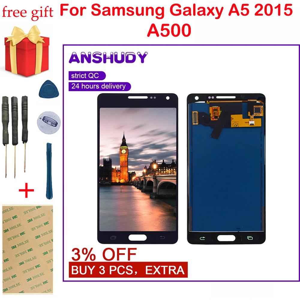 Для Samsung A500F lcd дисплей сенсорный датчик экрана в сборе для Galaxy A5 2015 A500 A500FU A500M A500Y