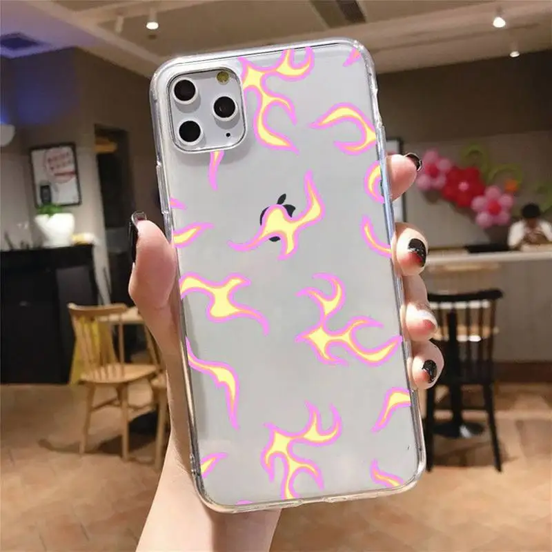 

Flame art cool fashion design Phone Case Transparent soft For iphone 5 5s 5c se 6 6s 7 8 11 12 plus mini x xs xr pro max