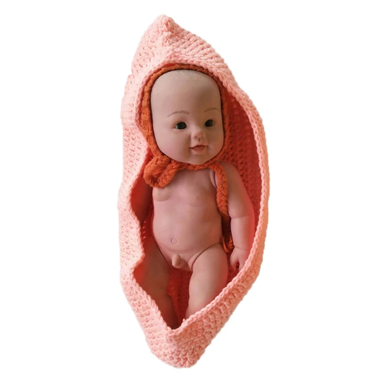 Cute Crochet Wool Sleeping Bags Newborn Baby Knitted Chunky Cocoon Swaddle Baby Pea Pod Photography Props Sleeping Bag