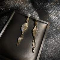 women earrings vintage earrings golden leaf inlaid cubic zirconia ear studs vintage palace series exquisite gifts birthday gift