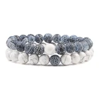 2 шт.компл. браслет для пар классический браслет из натурального камня черная лава браслеты из бисера для мужчин женщин ювелирные изделия для друзей Pulseras Homme