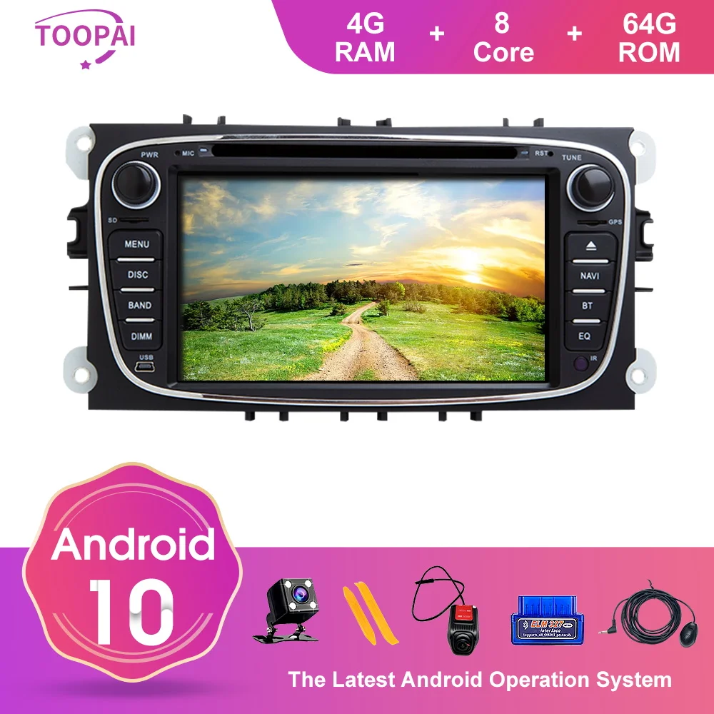 Автомобильный мультимедийный плеер TOOPAI для Ford Focus 2 3 mk2 Mondeo 4 Kuga Fiesta S MAX C Android 10 0