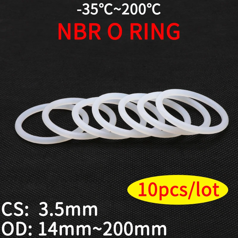 

10pcs VMQ White Silicone O Ring Gasket CS 3.5mm OD 14 ~ 200mm Food Grade Waterproof Washer Rubber Insulate Round O Shape Seal