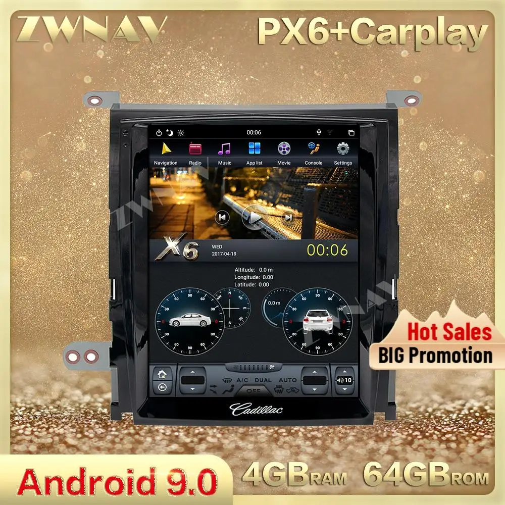 Tesla стиль вертикальный экран Android 9 0 автомобильный мультимедийный плеер для Cadillac