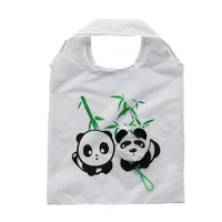 60pcs lot animal polyester cartoon folding bag environmental protection shopping bag printing panda creative tote bags
