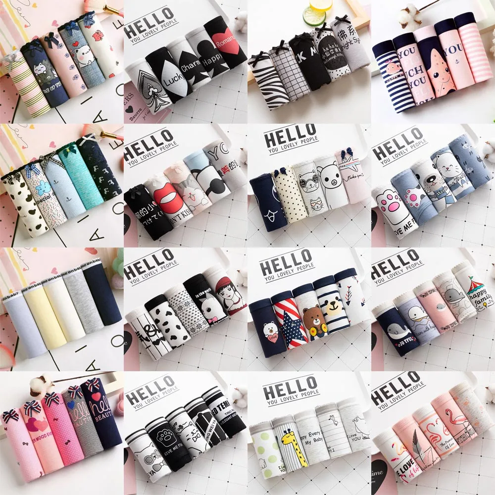 La MaxPa 6 шт. женские хлопковые трусы с рисунком хлопковое нижнее белье шортики