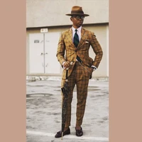 formal men suits high quality grid 2019 slim fit velvet lapel groom suit mens tuxedo blazer weddingprom suits 2 piece