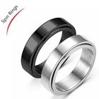 Модные креативные вращающиеся кольца черного и серебряного цвета для мужчин и женщин, с гладкой поверхностью, яркие вращающиеся кольца из титановой стали