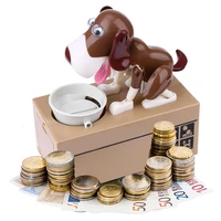 hungry dog eating piggy bank cartoon coin money saving box home creativity spaarpot hungry dog eating coin money saving box