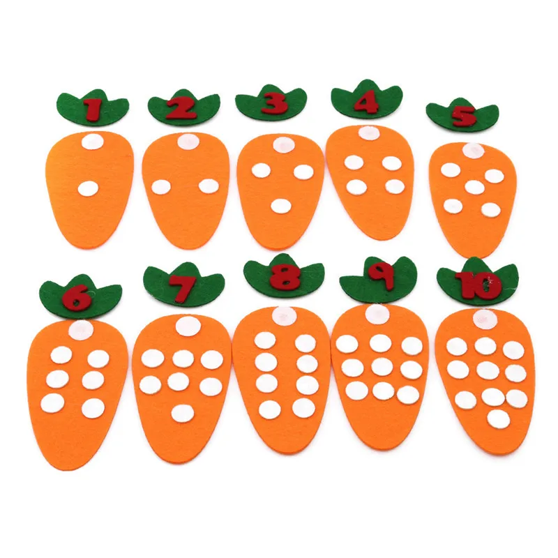 

1-10 Montessori Educational Toy Non-woven Children's Puzzle Handmade DIY Creative Toy Kindergarten Carrot Match Digital Teaching