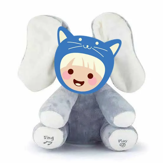 white ear elephant Слон животные плюшевая мягкая Музыкальная кукла Кролик Слон интерактивная игрушка Peek A Boo электрическая для детей - Цвет: white ear elephant