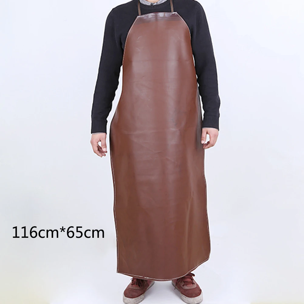 

Leather Hang Neck Waterproof Apron Oil Proof Easy Clean Bib Adult Solid Unisex Workshop Random Color Anti-dirt Kitchen Lengthen