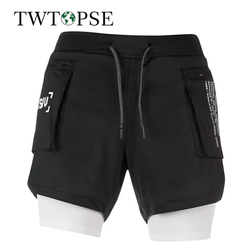 

TWTOPSE Men Outdoor Sports Quick Dry Cycling Pants MTB Mountain Road Bike Pants 2 IN 1 Anti-sweat Bicycle Pants trousers 2020