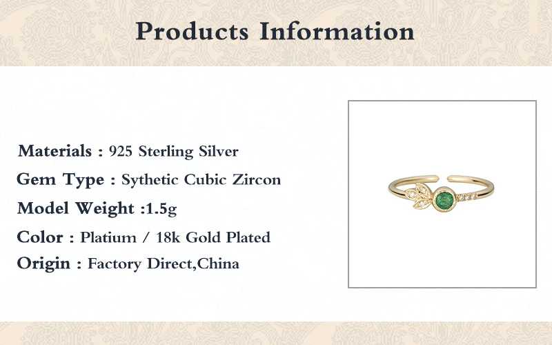 

VINY Geometric Emerald Leaf Open Finger Ring 925 Sterling Silver Bague Femme Gold/Silver Rings For Women 2021 Trend Wind Weave