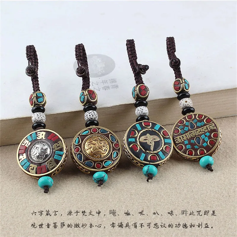 Антикварные Бронзовые брелки и винтажный слон Ом Аум подвеска Будда брелок