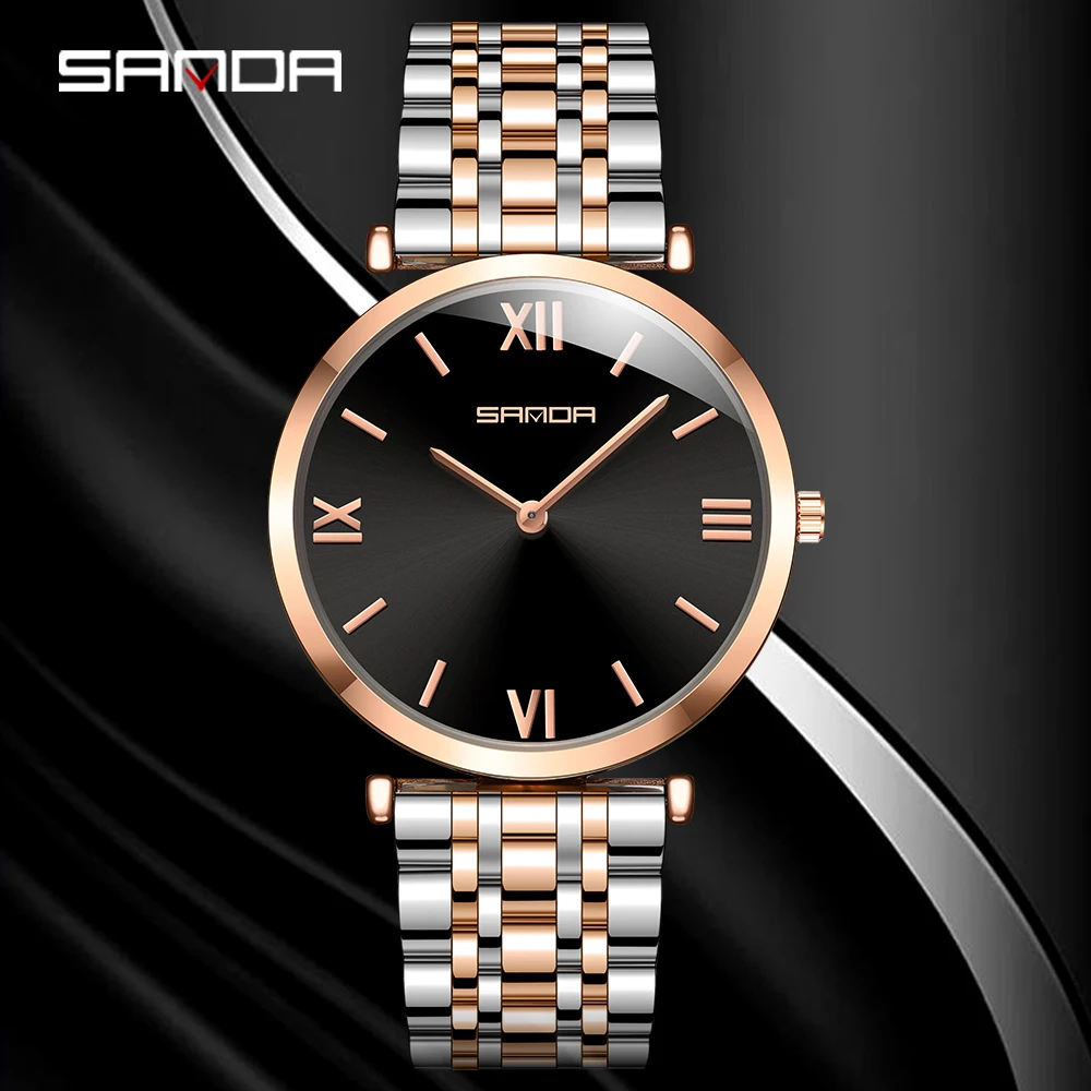 

SANDA Luxury Stainless Steel Men's Watches Fashion Mens Business Quartz Watches Waterproof Wristwatch Relogio Feminino P1021
