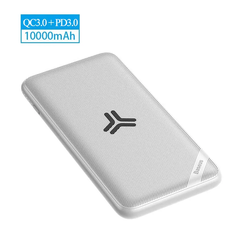 Power Bank White Baseus, беспроводной внешний аккумулятор, 10000 мА/ч, быстрая зарядка, 3,0+ PD3.0, портативное Внешнее зарядное устройство, внешний аккумулятор для iPhone, samsung, Xiaomi - Цвет: Power Bank White