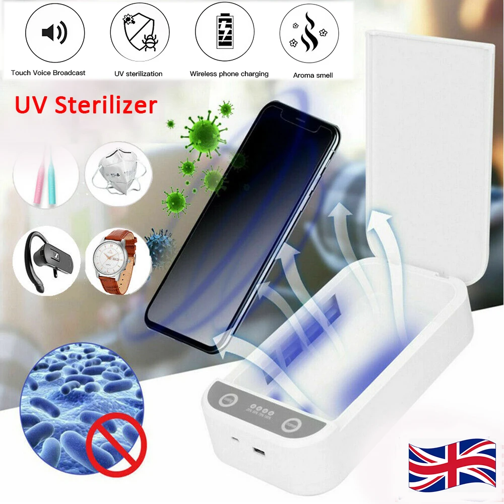 

Mobile Phone Sterilizer Portable Phone UV Sanitizer Box USB Portable Light Bacteria UV Disinfection Lamps Device Wireless