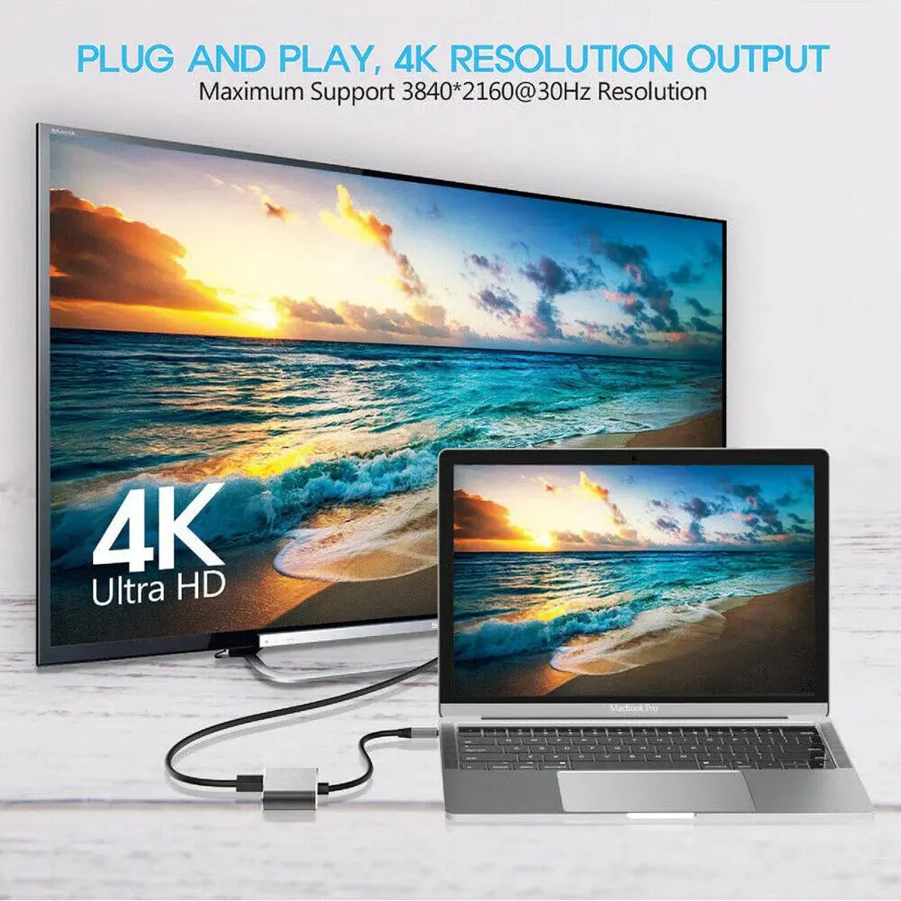Кабель с разъемами типа C и HDMI поддержкой 4K VGA USB 3 0 Hub адаптер для MacBook Nintendo Samsung S9 Dex