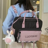dcimor new letter embroidery waterproof nylon women backpack female transparent pocket multifunction travel bag small schoolbag