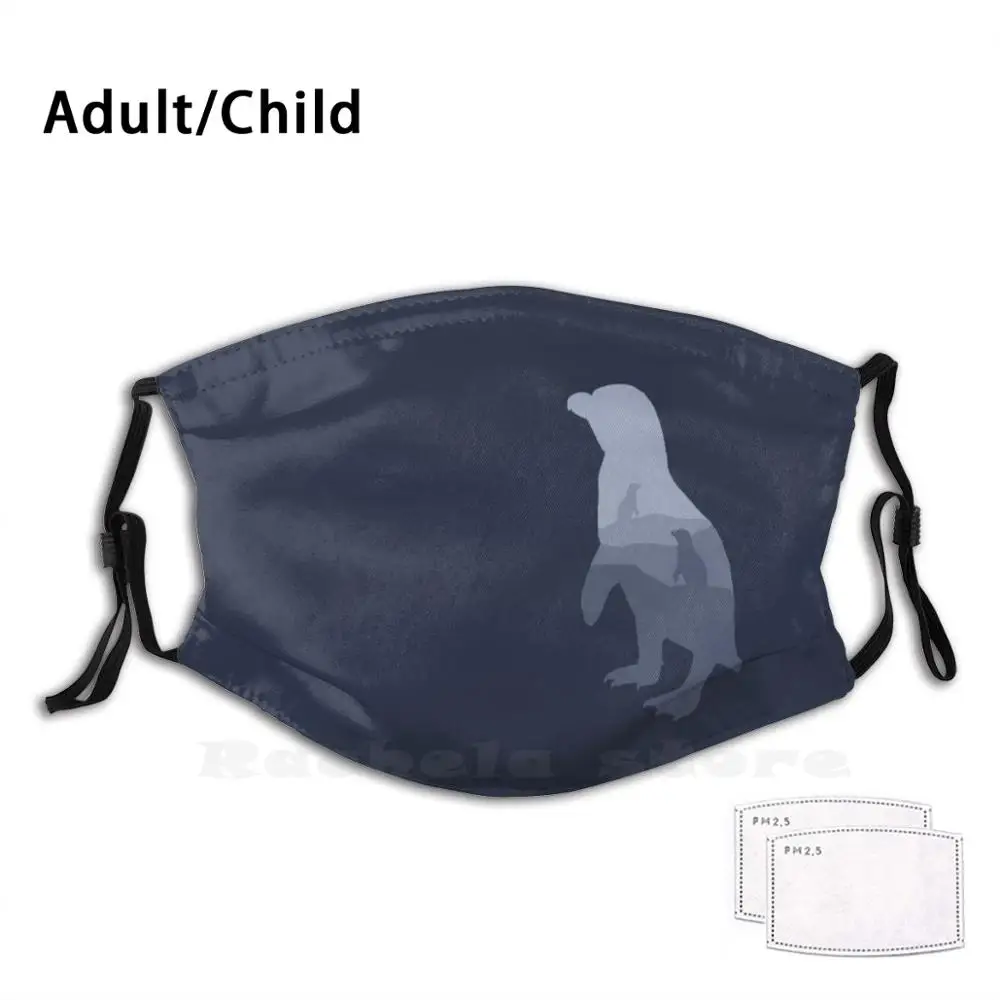 

Маска для лица с забавным принтом пингвина Pm2.709, многоразовая маска с фильтром для пингвина, животного, Гумбольдта, птиц, камней, геотворческ...