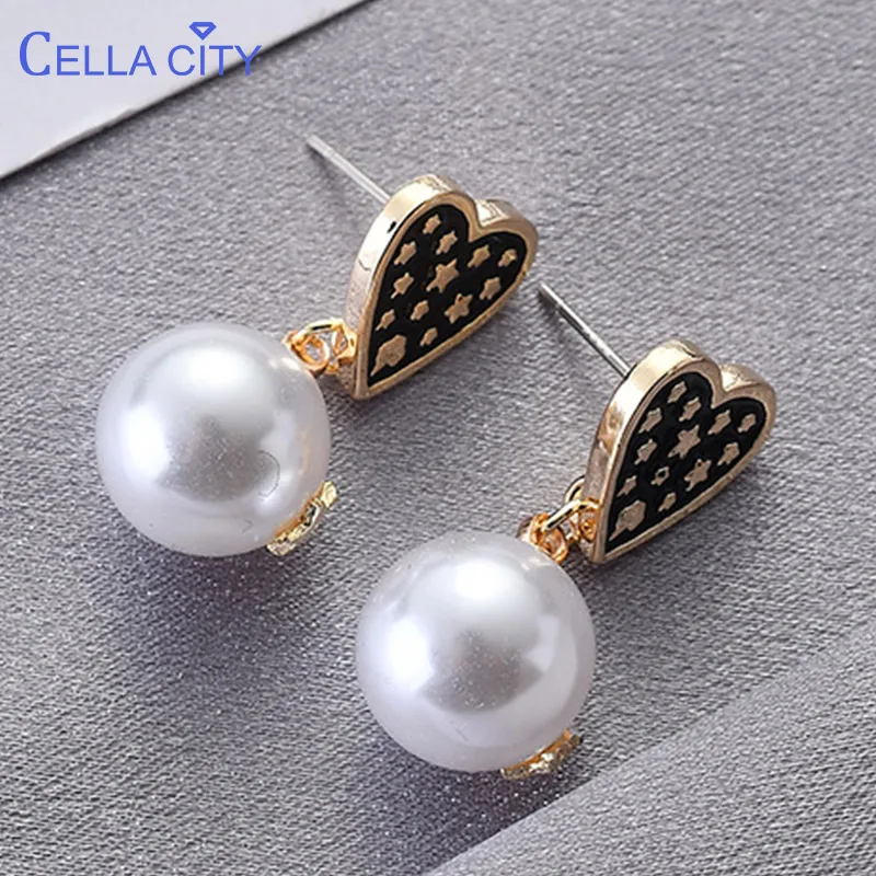 925 серебряные ювелирные изделия в форме сердца с жемчугом серьги для женщин