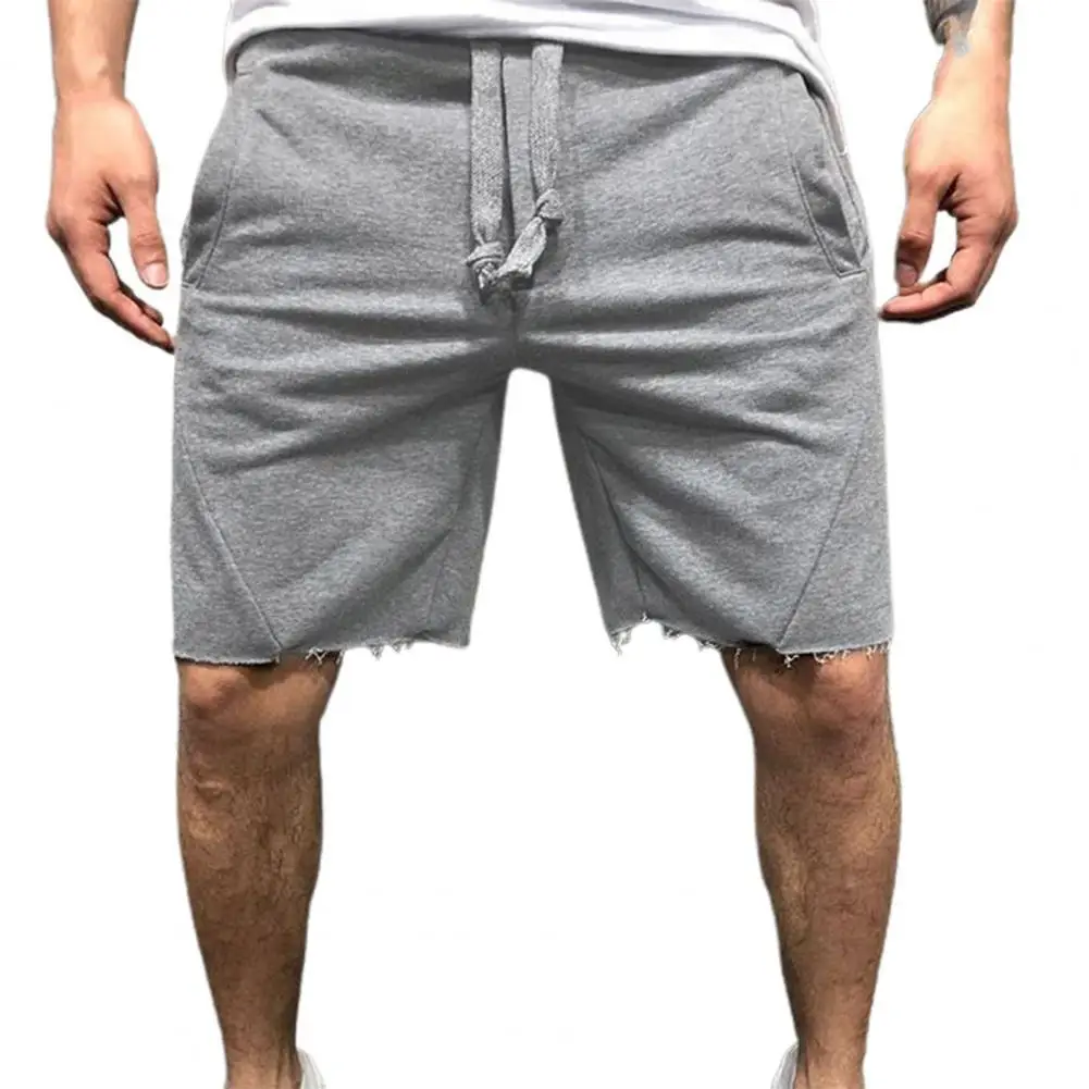 

Summer Men Sports Pants Knee Length Men Pants Drawstring Side Pockets Pants Training Fitness Sweatpants