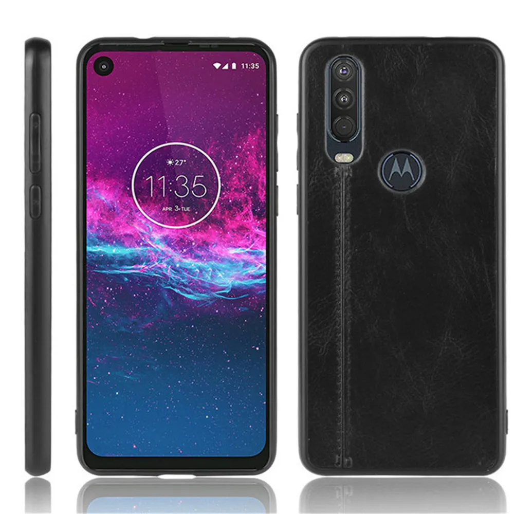 Чехол для Motorola Moto One Action Роскошный Жесткий чехол из телячьей кожи с линиями 6 3