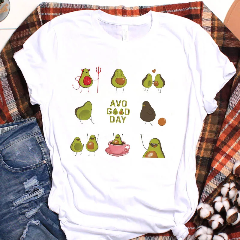 

Women Lady T Shirt Women Female Tops Clothes Graphic T-shirt Avocado Moon Night Painting Printed Tshirt Ladies Tee Shirt