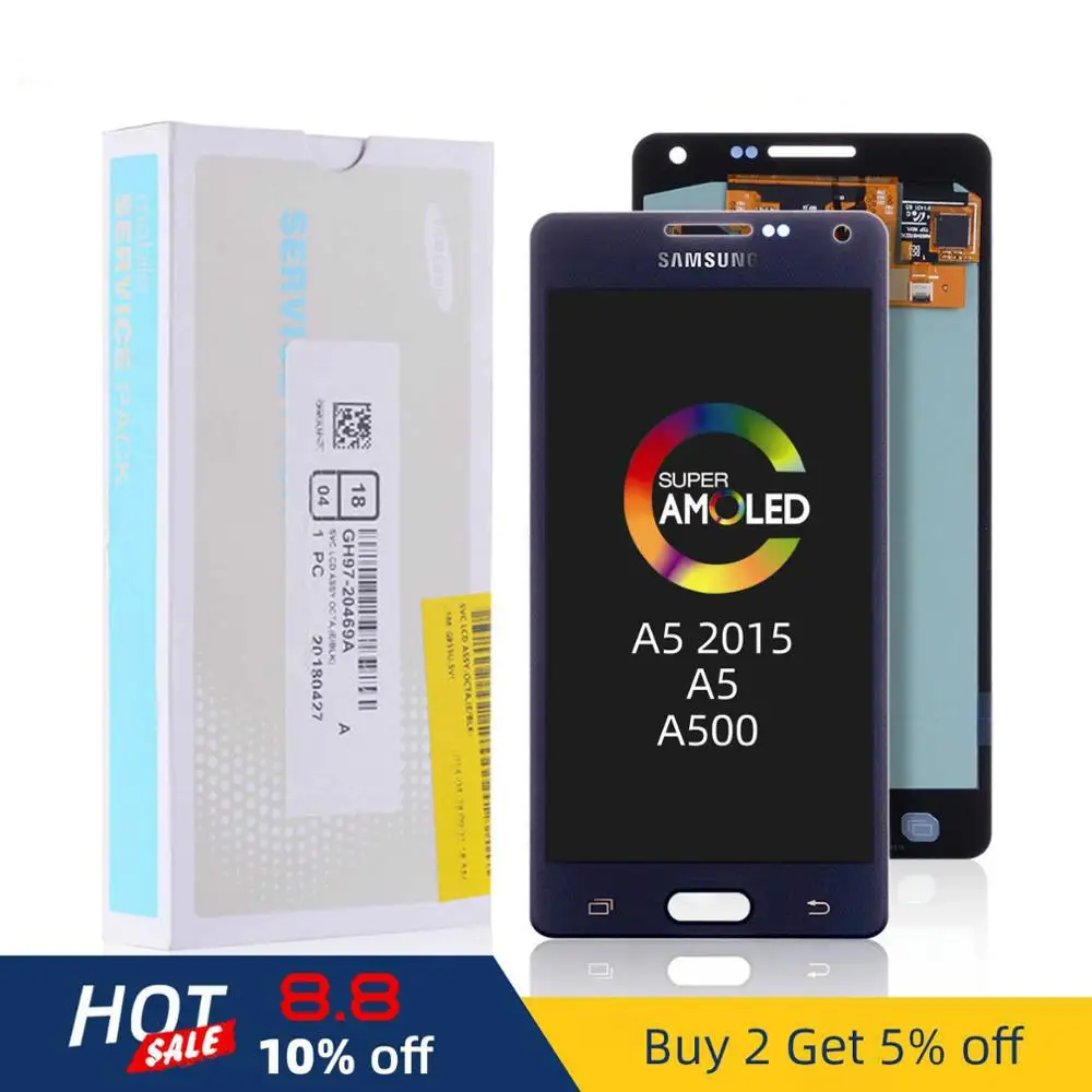 Оригинальный AMOLED ЖК-дисплей для SAMSUNG Galaxy A5 2015 дисплей сенсорный экран Замена A500FU